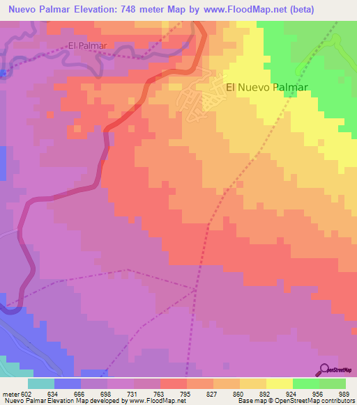 Nuevo Palmar,Guatemala Elevation Map