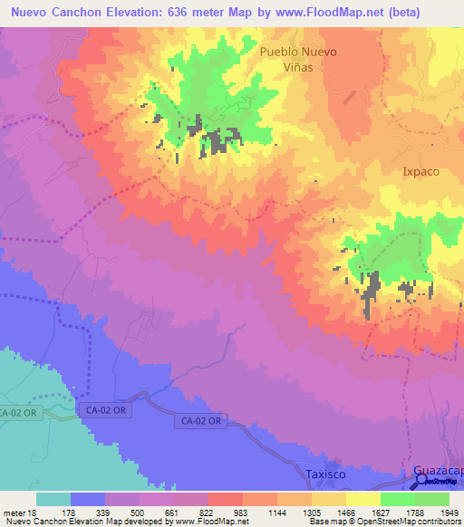 Nuevo Canchon,Guatemala Elevation Map