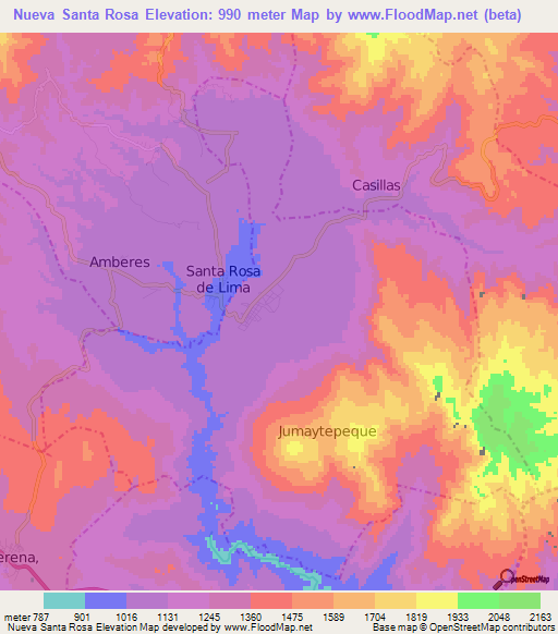 Nueva Santa Rosa,Guatemala Elevation Map