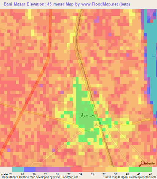 Bani Mazar,Egypt Elevation Map