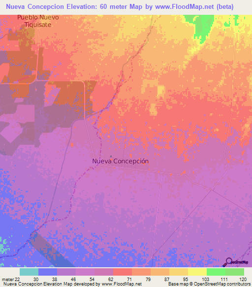 Nueva Concepcion,Guatemala Elevation Map