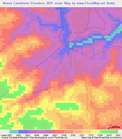 Nueva Candelaria,Guatemala Elevation Map