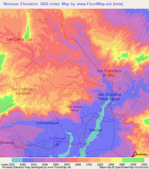 Nimasac,Guatemala Elevation Map