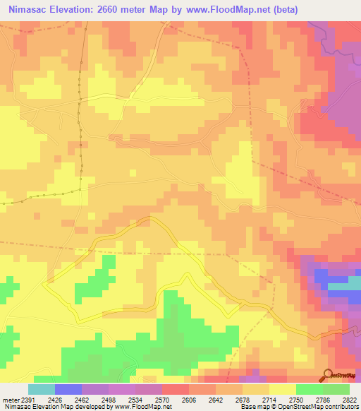 Nimasac,Guatemala Elevation Map