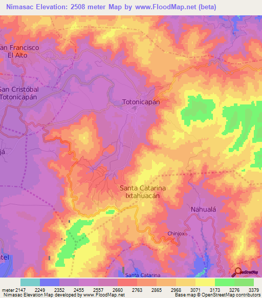 Nimasac,Guatemala Elevation Map