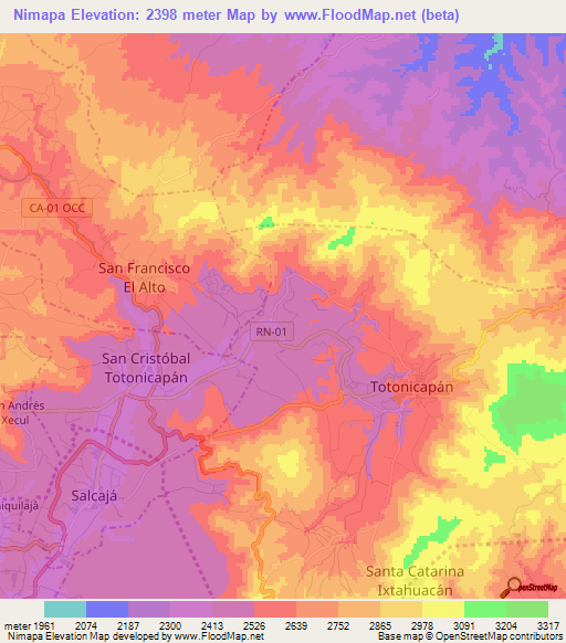 Nimapa,Guatemala Elevation Map