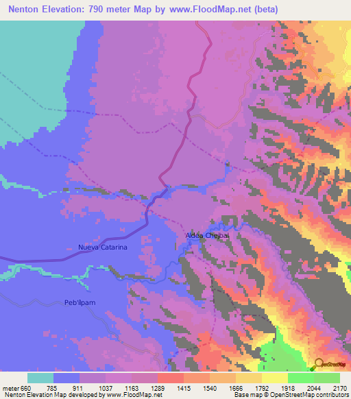 Nenton,Guatemala Elevation Map