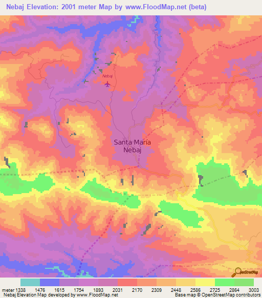 Nebaj,Guatemala Elevation Map