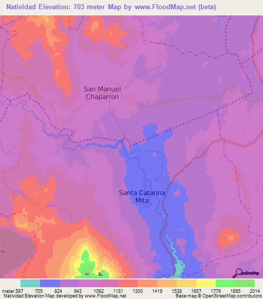 Natividad,Guatemala Elevation Map