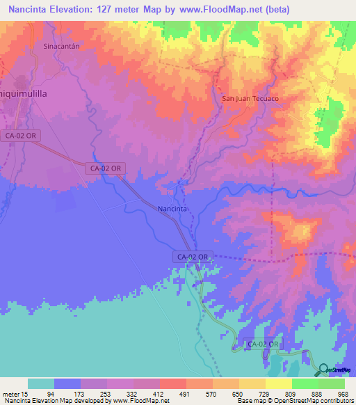 Nancinta,Guatemala Elevation Map