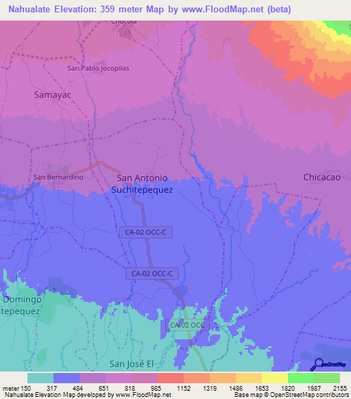 Nahualate,Guatemala Elevation Map