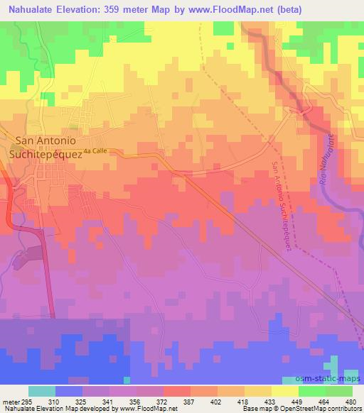 Nahualate,Guatemala Elevation Map