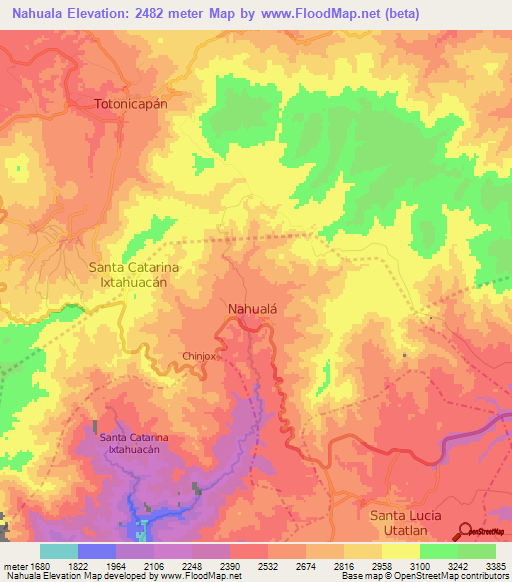 Nahuala,Guatemala Elevation Map