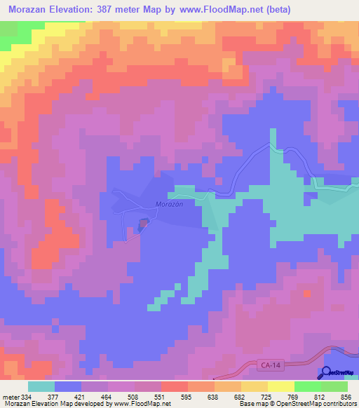 Morazan,Guatemala Elevation Map