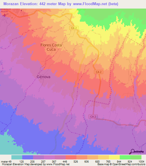 Morazan,Guatemala Elevation Map