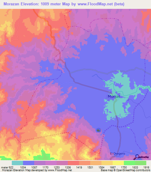 Morazan,Guatemala Elevation Map