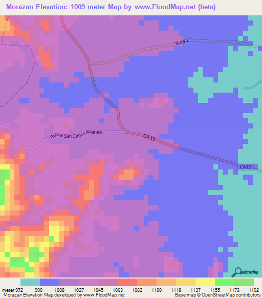 Morazan,Guatemala Elevation Map