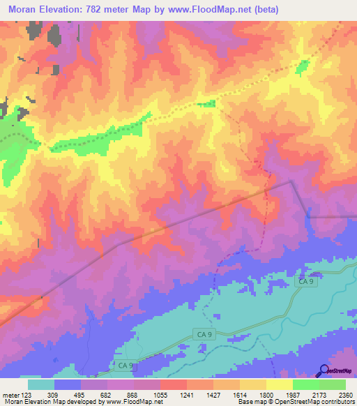 Moran,Guatemala Elevation Map