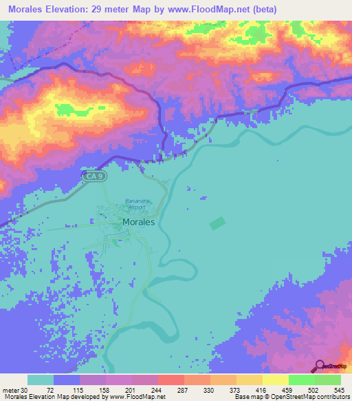 Morales,Guatemala Elevation Map