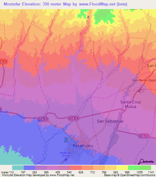 Montufar,Guatemala Elevation Map