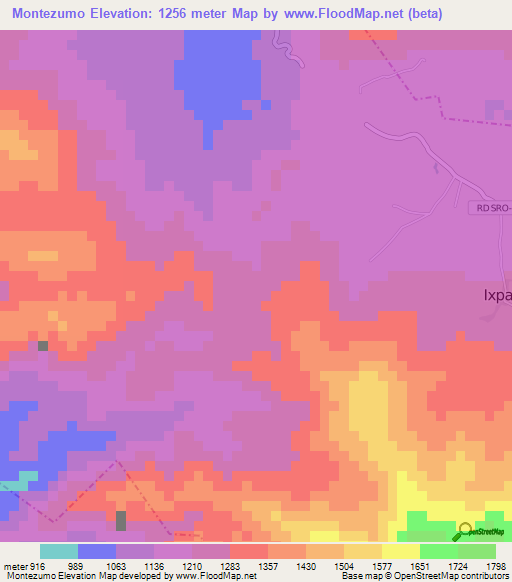 Montezumo,Guatemala Elevation Map