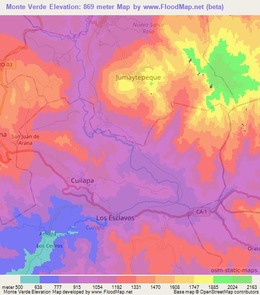 Monte Verde,Guatemala Elevation Map