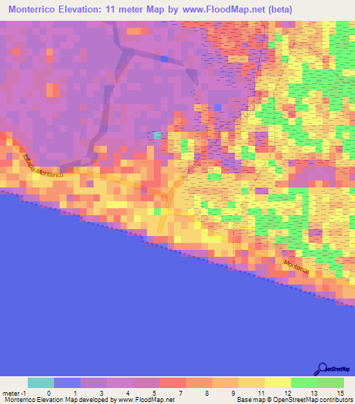 Monterrico,Guatemala Elevation Map