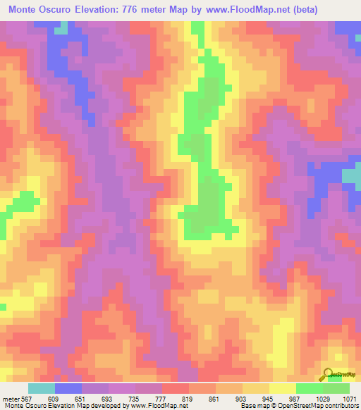 Monte Oscuro,Guatemala Elevation Map