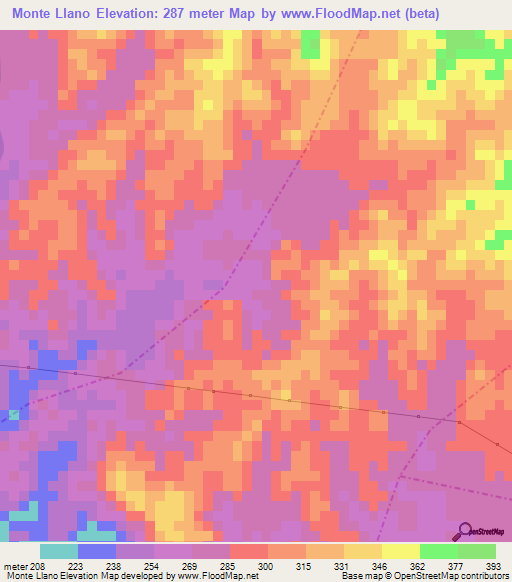 Monte Llano,Guatemala Elevation Map