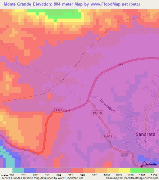 Monte Grande,Guatemala Elevation Map