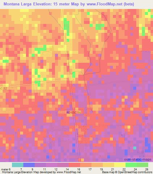 Montana Larga,Guatemala Elevation Map