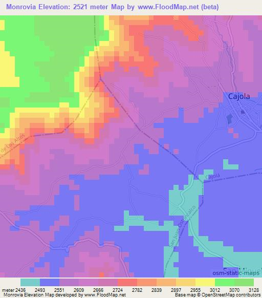 Monrovia,Guatemala Elevation Map