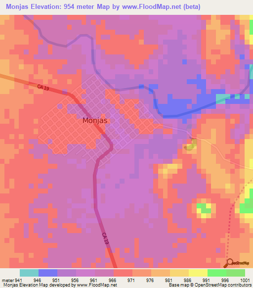 Monjas,Guatemala Elevation Map