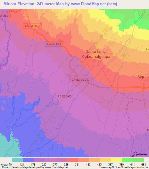 Miriam,Guatemala Elevation Map