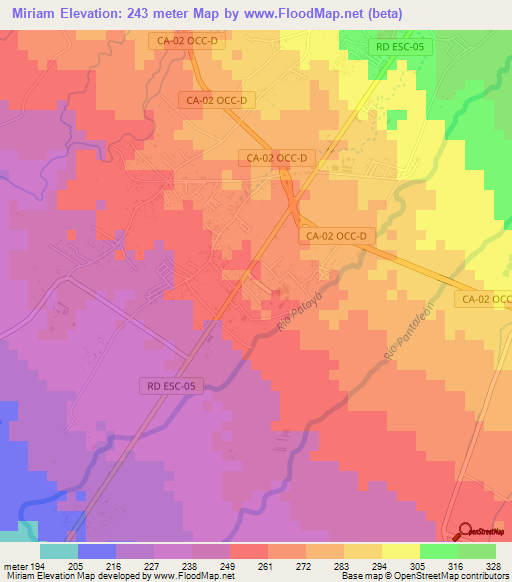 Miriam,Guatemala Elevation Map