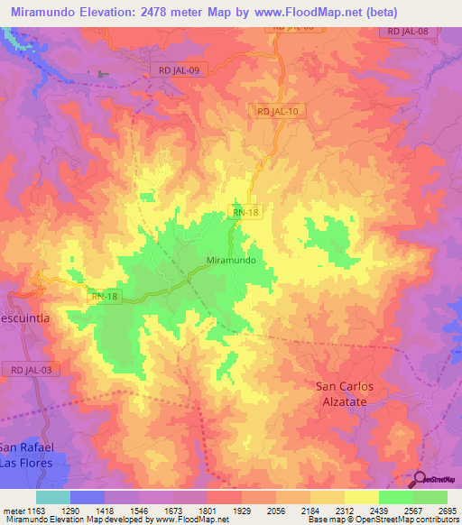 Miramundo,Guatemala Elevation Map