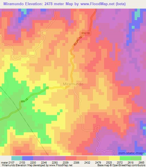 Miramundo,Guatemala Elevation Map