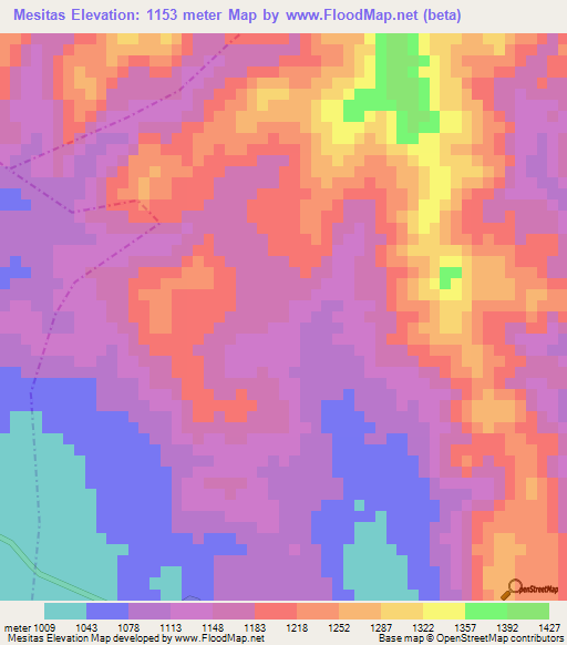 Mesitas,Guatemala Elevation Map