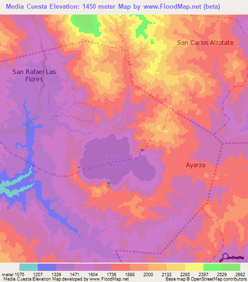 Media Cuesta,Guatemala Elevation Map