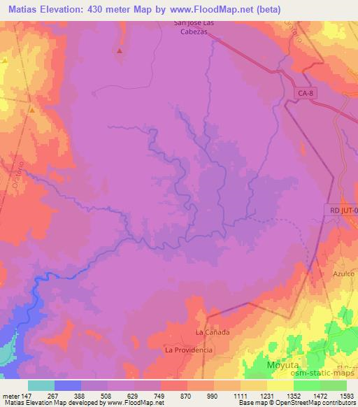 Matias,Guatemala Elevation Map