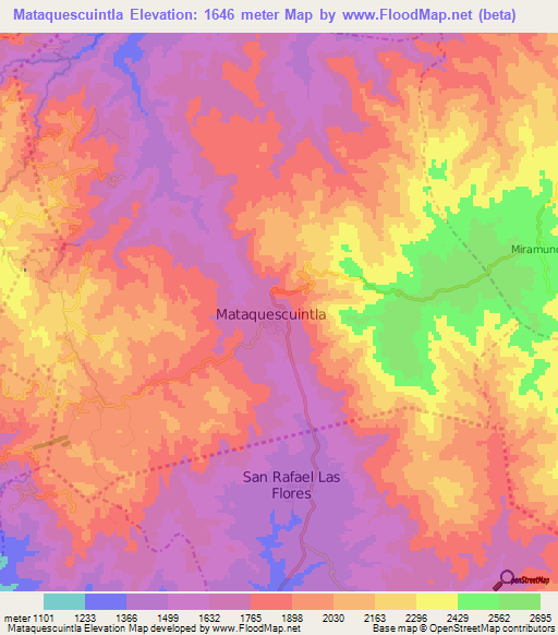 Mataquescuintla,Guatemala Elevation Map