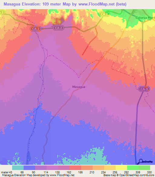 Masagua,Guatemala Elevation Map