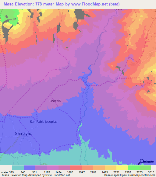 Masa,Guatemala Elevation Map