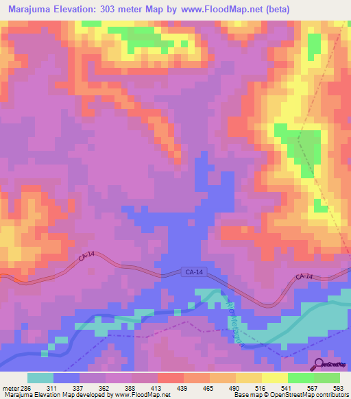 Marajuma,Guatemala Elevation Map