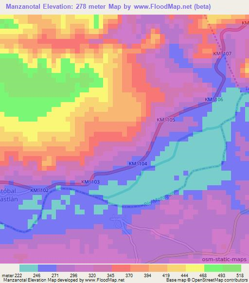 Manzanotal,Guatemala Elevation Map