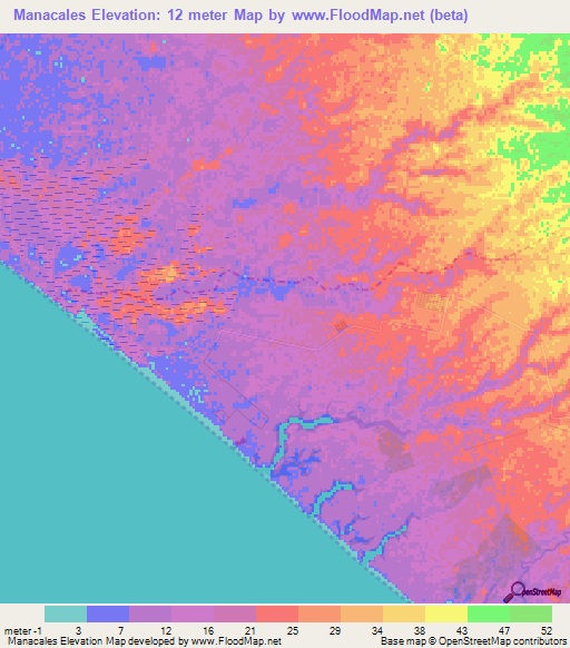 Manacales,Guatemala Elevation Map