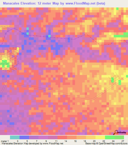 Manacales,Guatemala Elevation Map