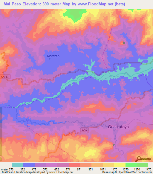 Mal Paso,Guatemala Elevation Map