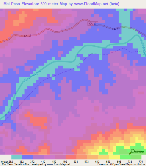 Mal Paso,Guatemala Elevation Map