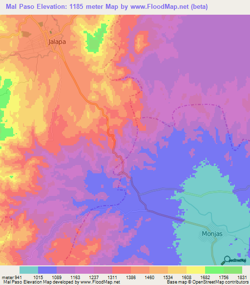 Mal Paso,Guatemala Elevation Map